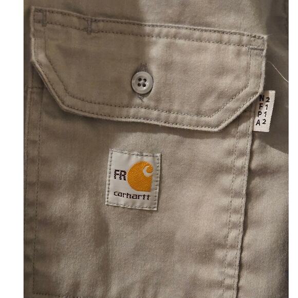 Carhartt FR Fire Resistant Shirt Gray Button Down Long Sleeve Men's XL - Picture 3 of 8
